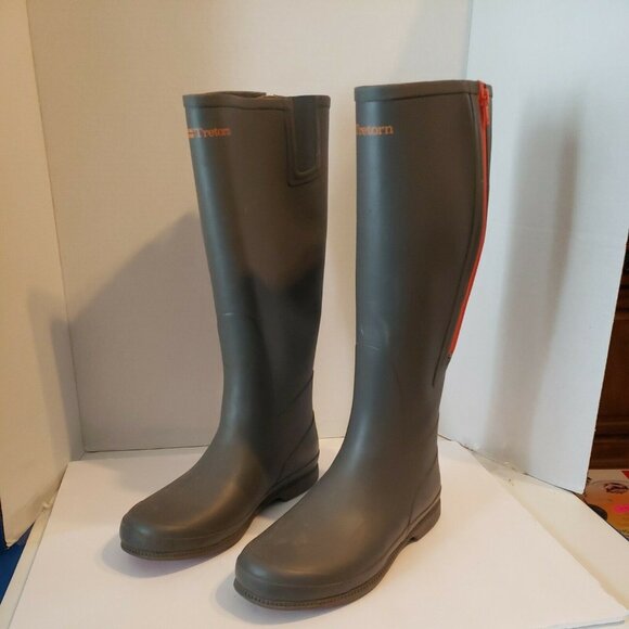 Tretorn  Tall Rain Boots Women's size  8.5  / 41Gray  Very Nice Zipper - Picture 1 of 6